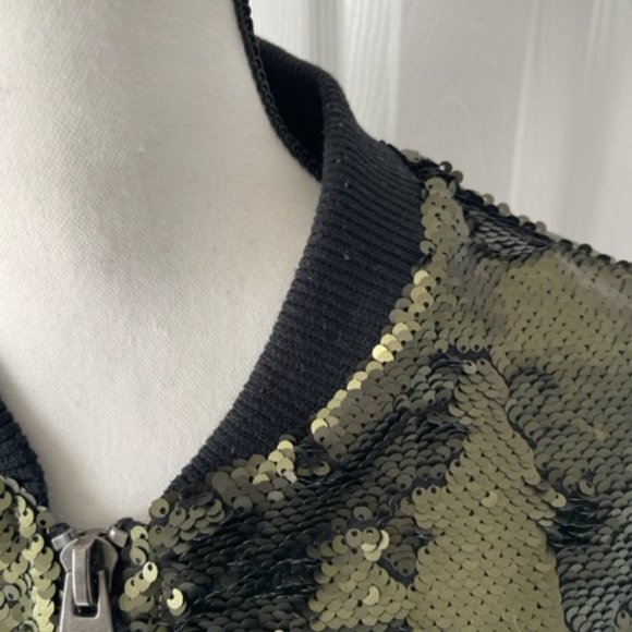 Vimmia Green Sequin Bomber Jacket - Size Small - Picture 4 of 6